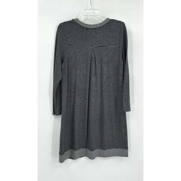 J JILL sweater dress long sleeve striped casual knit pockets gray petite MP - Picture 5 of 8